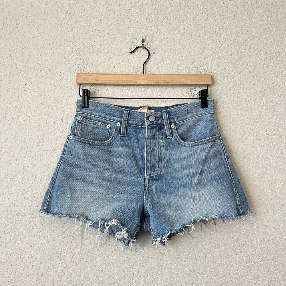NWOT MADEWELL Relaxed Denim Shorts Destroyed Hem Edition in Rosemount Wash